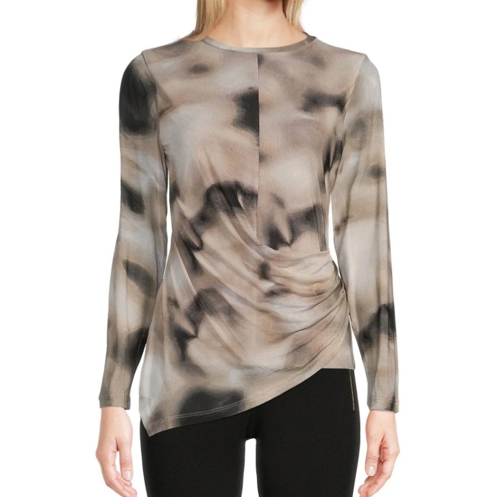 Calvin Klein Long Sleeve Asymmetric Mesh Top
